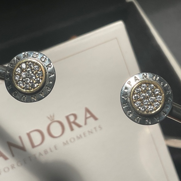 Pandora two tone logo bracelet 14k gold and silver - Picture 3 of 7